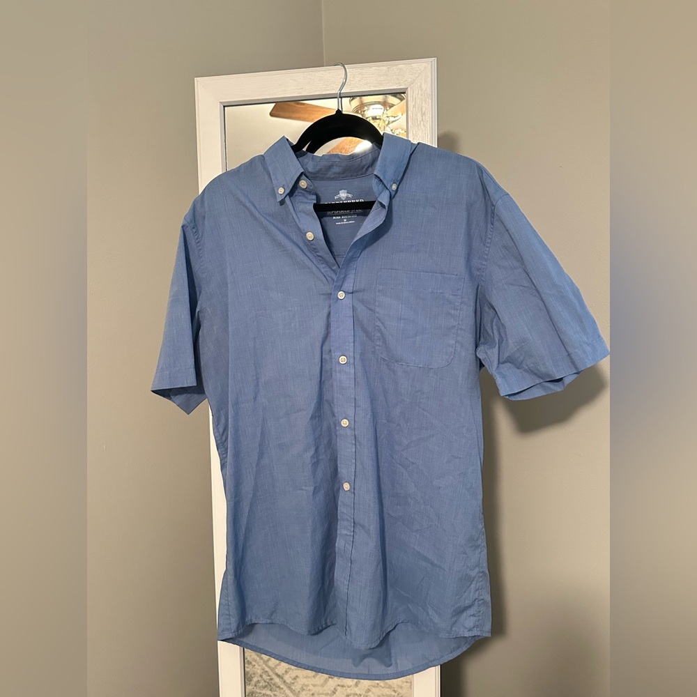 Men’s Blue Short Sleeve Dress Shirt